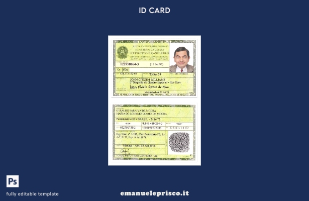modello di carta d'identità brasiliana in stile verificato